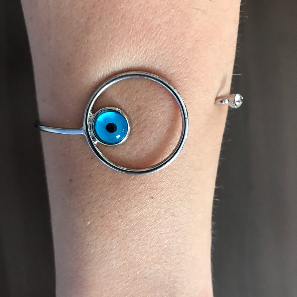 Silver evil eye bangle